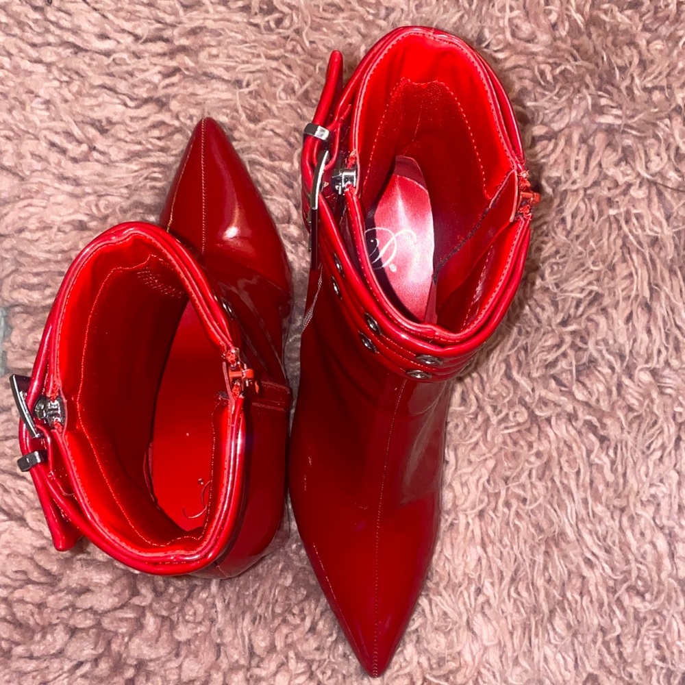 Vibrant Red Ankle Booties